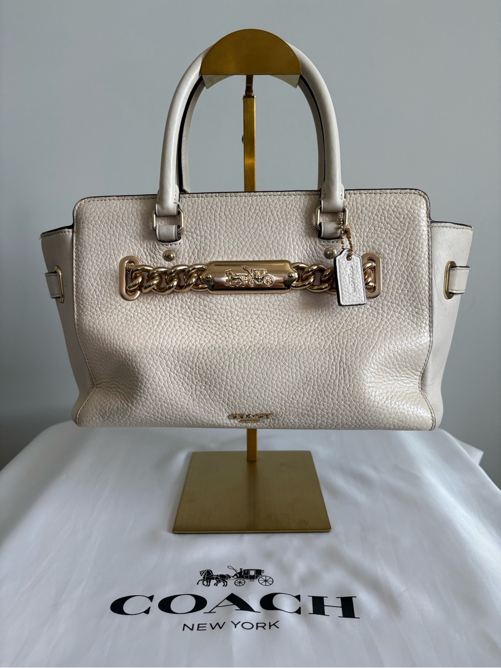 Coach Blake Carryall Chalk Pebbled Leather Satchel